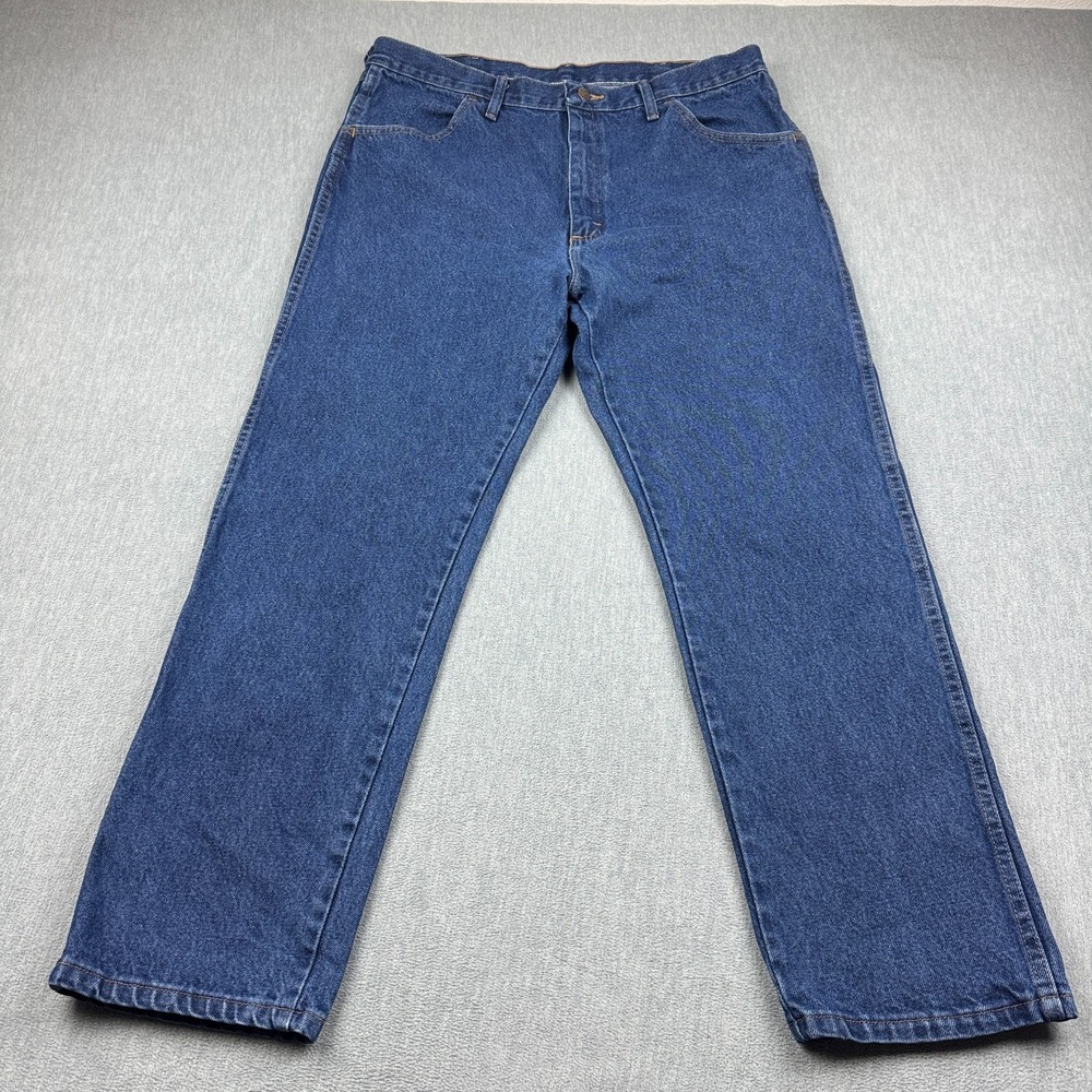 Wrangler Rustler Jeans Men 38x30 Blue Denim Straight Leg Regular Fit Medium Wash
